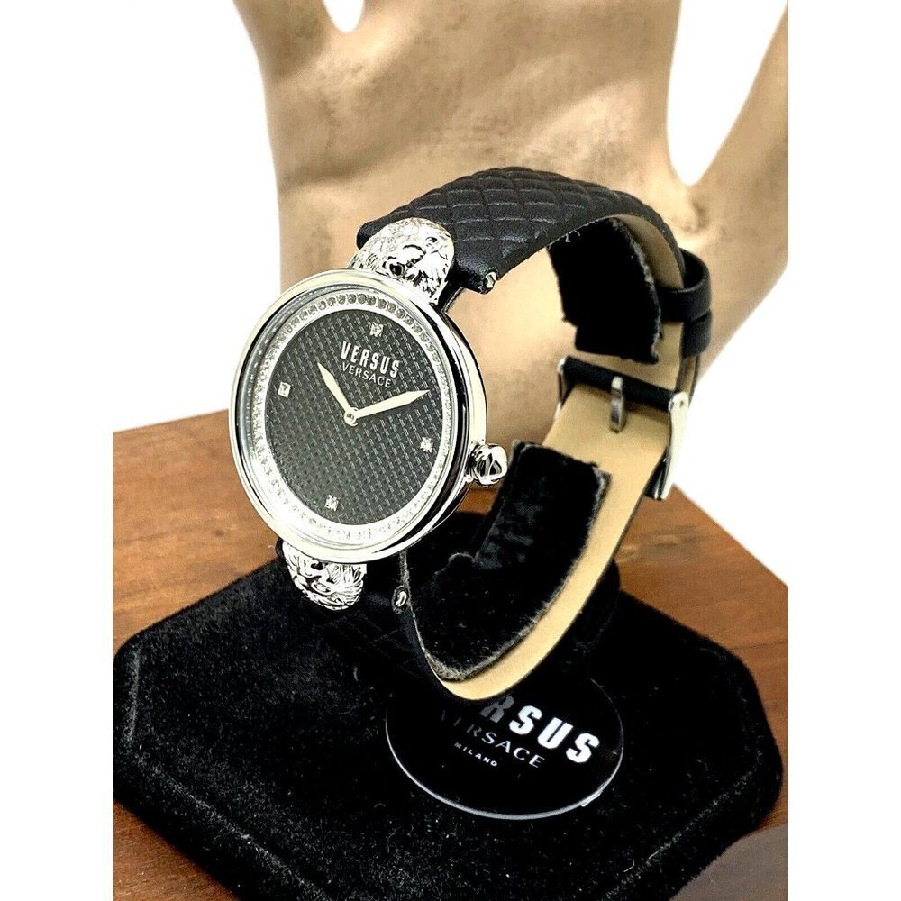 Versus by Versace Women's Watch VSPZU0121 Black Dial Silver Case Leather… - Picture 2 of 14